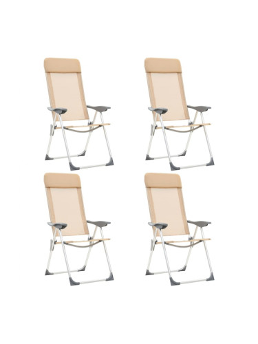 Sonata Сгъваеми къмпинг столове, 4 бр, кремави, алуминий