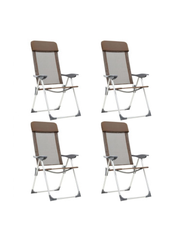 Sonata Сгъваеми къмпинг столове, 4 бр, кафяви, алуминий