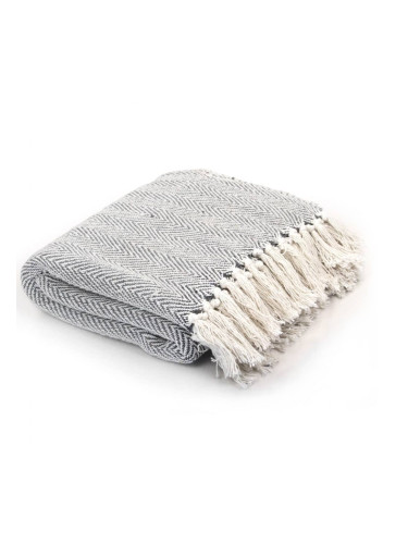 Sonata Декоративно одеяло, памук, рибена кост, 125x150 см, сиво