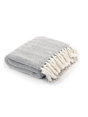 Sonata Декоративно одеяло, памук, рибена кост, 220x250 см, сиво