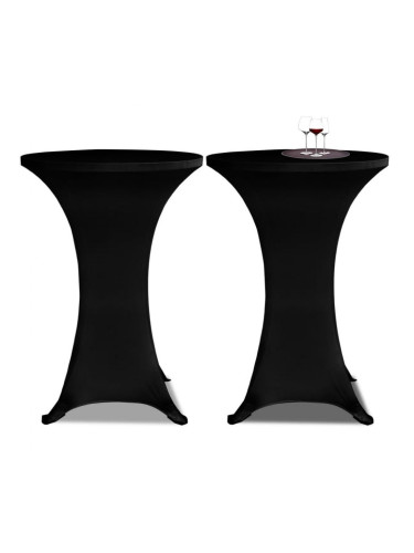 Еластични покривки за бар маси, диаметър 60 см, черни – 2 броя