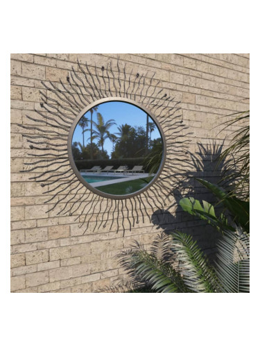 Sonata Градинско стенно огледало, слънчеви лъчи, 80 см, черно
