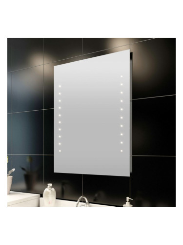 Стенно огледало за баня със LED светлини, 60 x 80 см (Д х В)