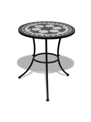 Градинска маса, плот мозайка, цвят черен и бял, 60 см