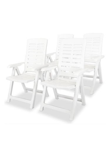 Sonata Накланящи се градински столове, 4 бр, пластмаса, бели