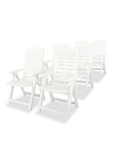 Sonata Накланящи се градински столове, 6 бр, пластмаса, бели