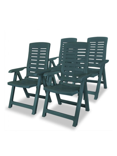 Sonata Накланящи се градински столове, 4 бр, пластмаса, зелени