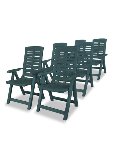 Sonata Накланящи се градински столове, 6 бр, пластмаса, зелени