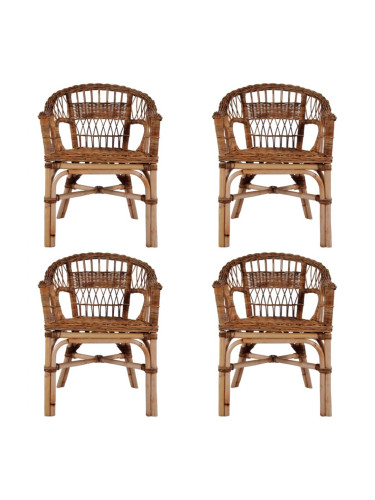 Sonata Градински столове, 4 бр, естествен ратан, кафяви