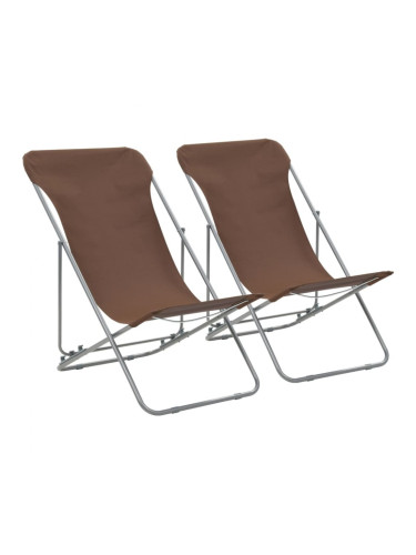 Sonata Сгъваеми плажни столове, 2 бр, стомана и оксфорд тъкан, кафяви