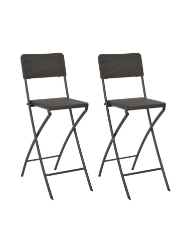 Sonata Сгъваеми бар столове, 2 бр, HDPE и стомана, кафяви, ратанов вид