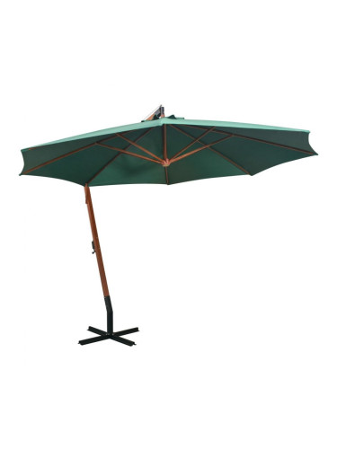 Sonata Висящ чадър за слънце, 350 см, дървен прът, зелен