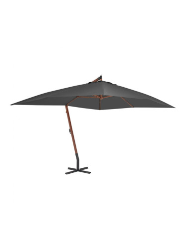 Sonata Градински чадър чупещо рамо и дървен прът 400x300 см антрацит