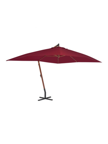 Sonata Градински чадър чупещо рамо и дървен прът 400x300 см бордо