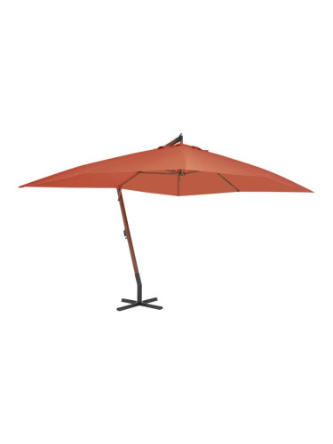 Sonata Градински чадър чупещо рамо и дървен прът 400x300 см теракота