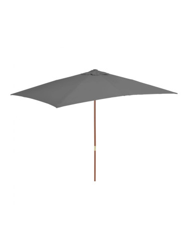 Sonata Градински чадър с дървен прът, 200x300 см, антрацит