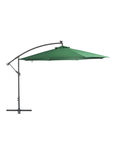 Sonata Градински чадър с LED осветление метален прът 350 см зелен