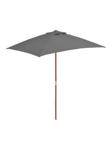 Sonata Градински чадър с дървен прът, 150x200 см, антрацит