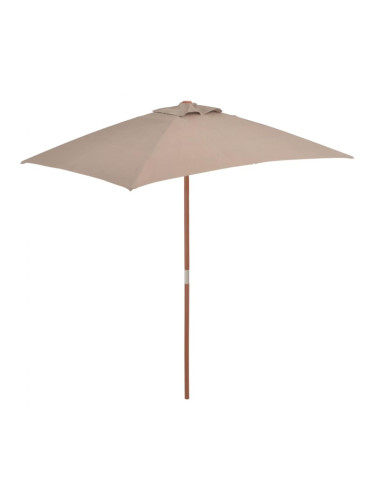 Sonata Градински чадър с дървен прът, 150x200 см, таупе