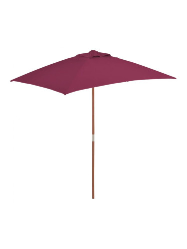 Sonata Градински чадър с дървен прът, 150x200 см, бордо червено
