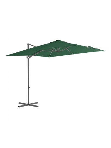 Sonata Градински чадър чупещо рамо и стоманен прът 250x250 см зелен