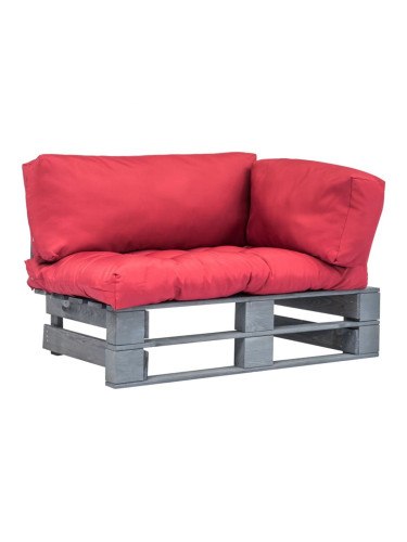 Sonata Градински диван от палети с червени възглавници, FSC бор