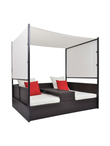 Sonata Градинско легло с балдахин, кафяво, 190x130 см, полиратан