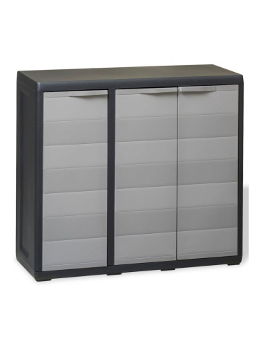 Sonata Градински шкаф за съхранение с 2 рафта, черно и сиво