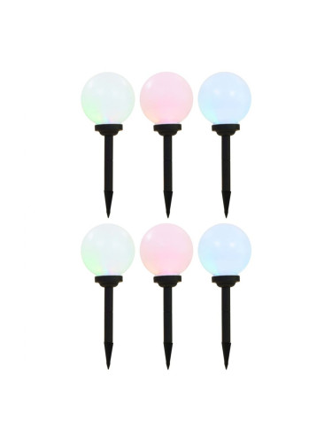 Sonata Градински соларни лампи, 6 бр, LED, сферични, 20 см, RGB