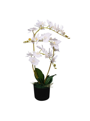 Sonata Изкуствено растение орхидея със саксия, 65 см, бяло
