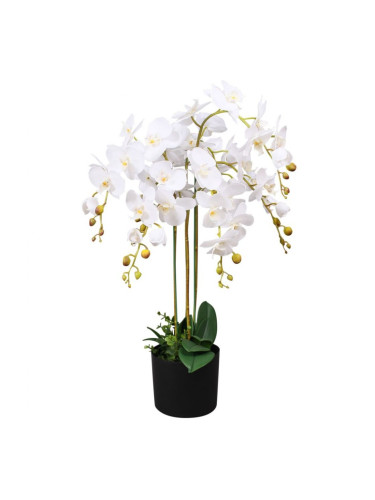 Sonata Изкуствено растение орхидея със саксия, 75 см, бяло