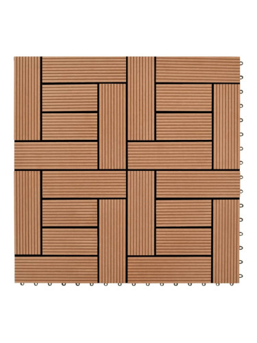 WPC декинг плочки за 1 кв. м, 11 бр, 30 x 30 см, кафяви