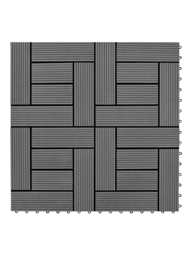 WPC декинг плочки за 1 кв. м, 11 бр, 30 x 30 см, сиви