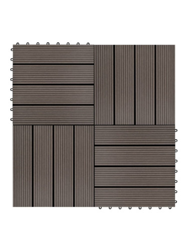 Sonata 11 бр декинг плочки, WPC, 30x30 см, 1 кв.м., тъмнокафяви