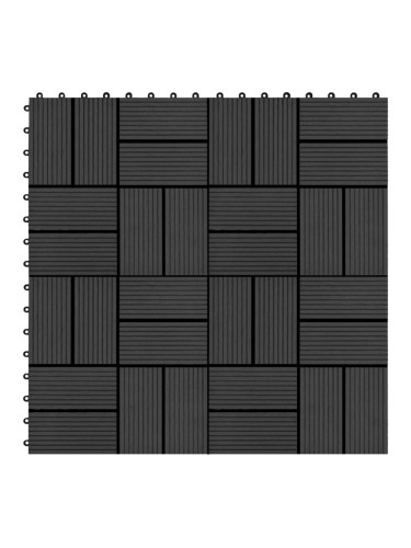 Sonata 11 бр декинг плочки, WPC, 30x30 см, 1 кв.м., черни