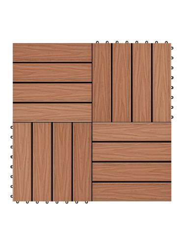 Sonata WPC декинг плочки, релефни, 11 бр 30x30 см 1 кв.м. светлокафяви