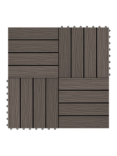 Sonata WPC декинг плочки релефни, 11 бр, 30x30 см 1 кв.м. тъмнокафяви