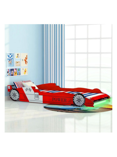 Sonata Детско легло “състезателна кола“, LED лента, 90x200 cм, червено