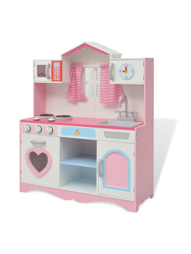 Sonata Детска играчка - Кухня, дърво, 82x30x100 см, розово и бяло