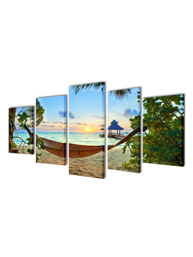 Декоративни панели за стена Плаж с хамак, 200 x 100 см