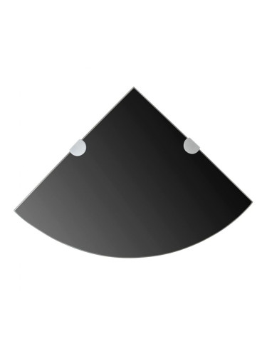 Sonata Ъглов рафт от черно стъкло с държачи в цвят хром, 35x35 см