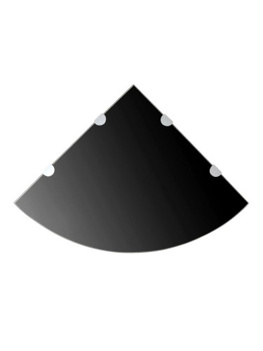 Sonata Ъглов рафт от черно стъкло с държачи в цвят хром, 45x45 см
