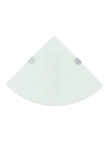 Sonata Ъглов рафт от бяло стъкло с държачи в цвят хром, 35x35 см