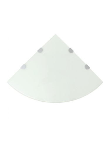 Sonata Ъглов рафт от бяло стъкло с държачи в цвят хром, 45x45 см