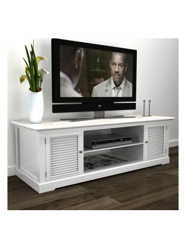 Бяла дървена маса за телевизор