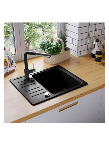 Sonata Гранитна кухненска мивка с едно корито, черна