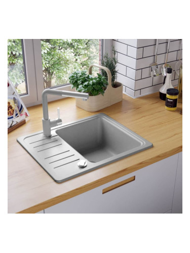 Sonata Гранитна кухненска мивка с едно корито, сива