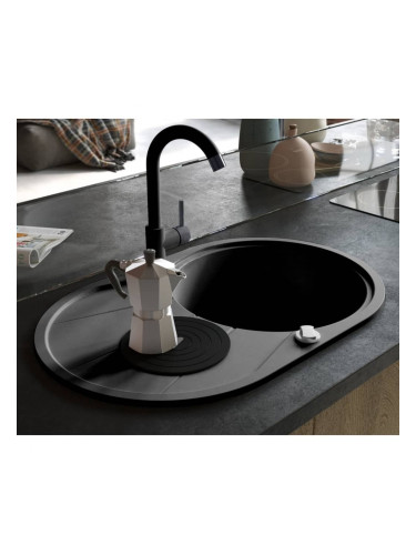 Sonata Гранитна кухненска мивка с едно корито, овална, черна