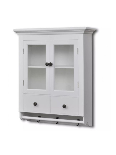 Sonata Кухненски дървен шкаф със стъклена врата, бял