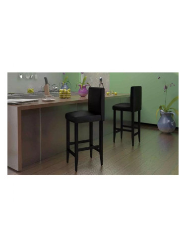 Sonata H Бар табуретки, 6 бр, черни, изкуствена кожа